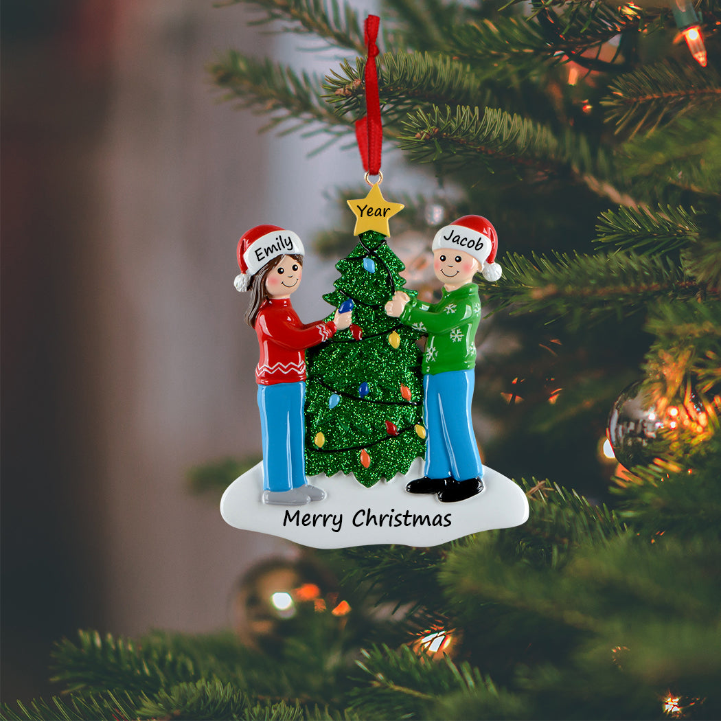 Personalized Christmas Tree Family of 2 Ornament