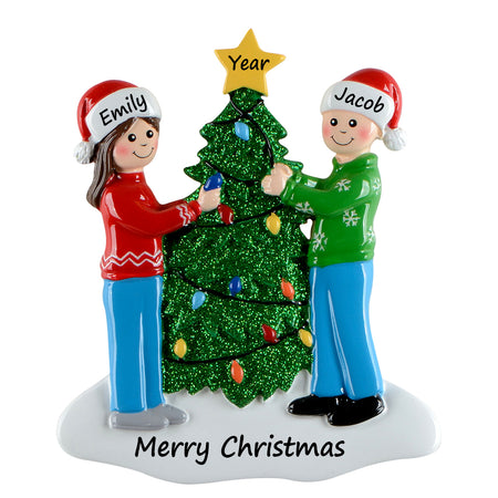 Personalized Christmas Tree Family of 2 Ornament