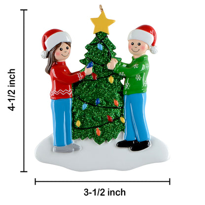 Personalized Christmas Tree Family of 2 Ornament