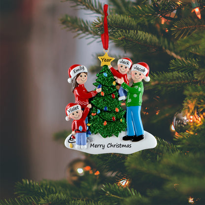 Personalized Christmas Tree Family of 4 Ornament