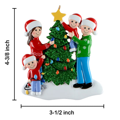 Personalized Christmas Tree Family of 4 Ornament