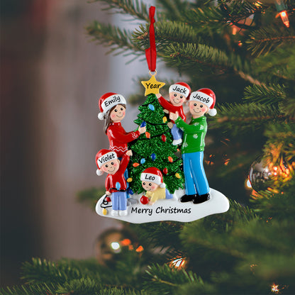 Personalized Christmas Tree Family of 5 Ornament
