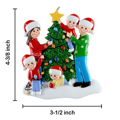 Personalized Christmas Tree Family of 5 Ornament