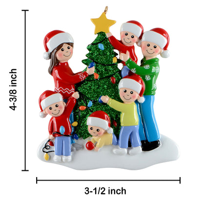 Personalized Christmas Tree Family of 6 Ornament