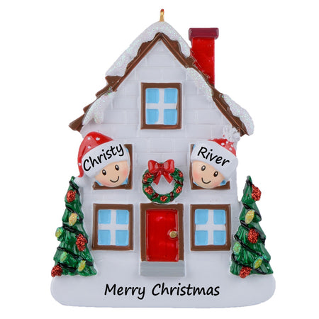 Personalized Christmas House Family of 2 Ornament