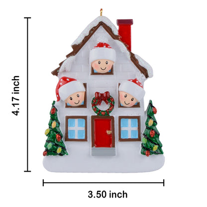 Personalized Christmas House Family of 3 Ornament
