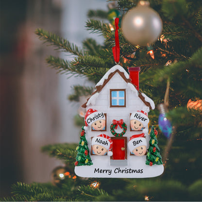 Personalized Christmas House Family of 4 Ornament