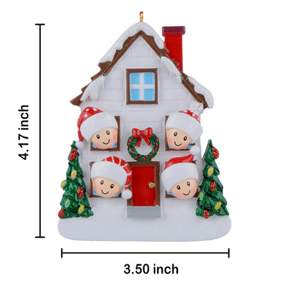 Personalized Christmas House Family of 4 Ornament