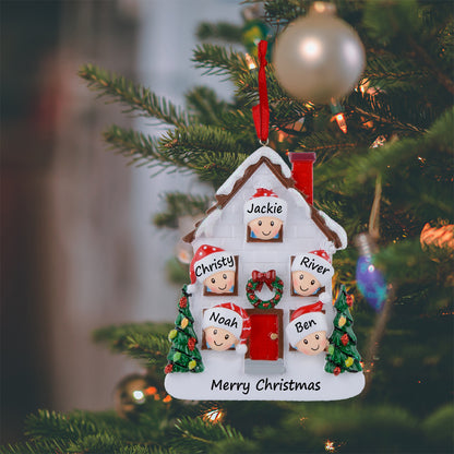 Personalized Christmas House Family of 5 Ornament