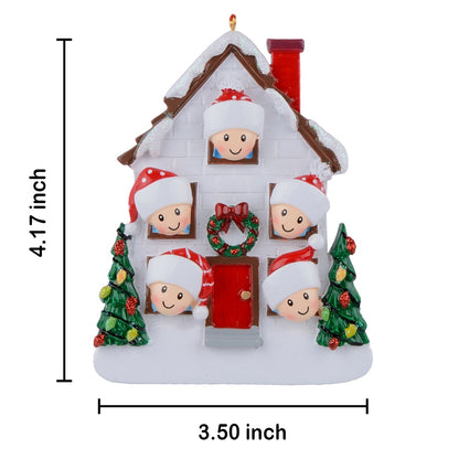 Personalized Christmas House Family of 5 Ornament
