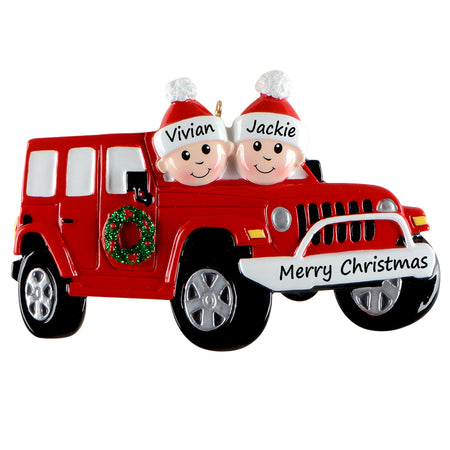 Personalized Family of 2 Road Trip Christmas Ornament