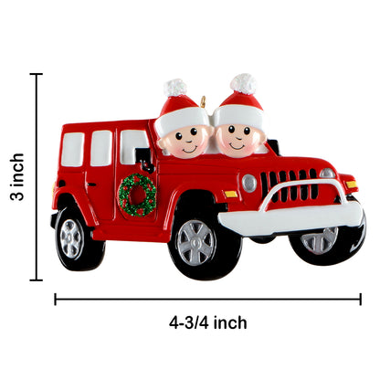 Personalized Family of 2 Road Trip Christmas Ornament