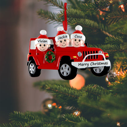 Personalized Family of 3 Road Trip Christmas Ornament
