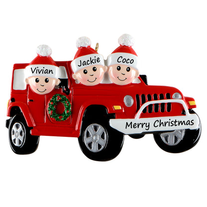 Personalized Family of 3 Road Trip Christmas Ornament