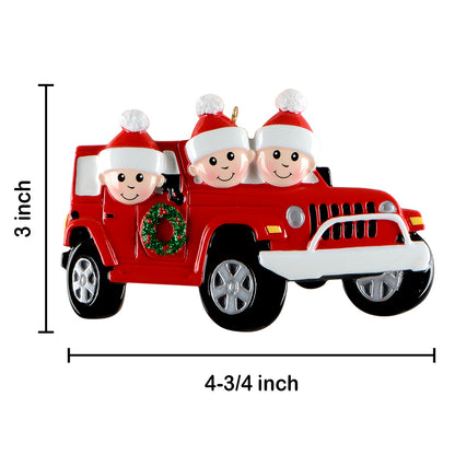 Personalized Family of 3 Road Trip Christmas Ornament