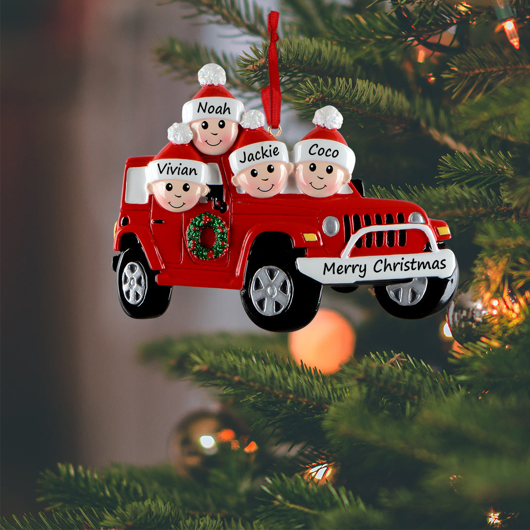 Personalized Family of 4 Road Trip Christmas Ornament