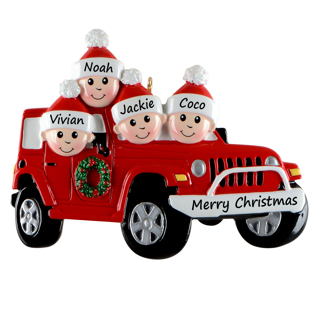Personalized Family of 4 Road Trip Christmas Ornament