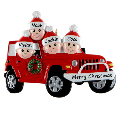 Personalized Family of 4 Road Trip Christmas Ornament