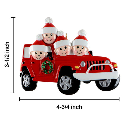 Personalized Family of 4 Road Trip Christmas Ornament