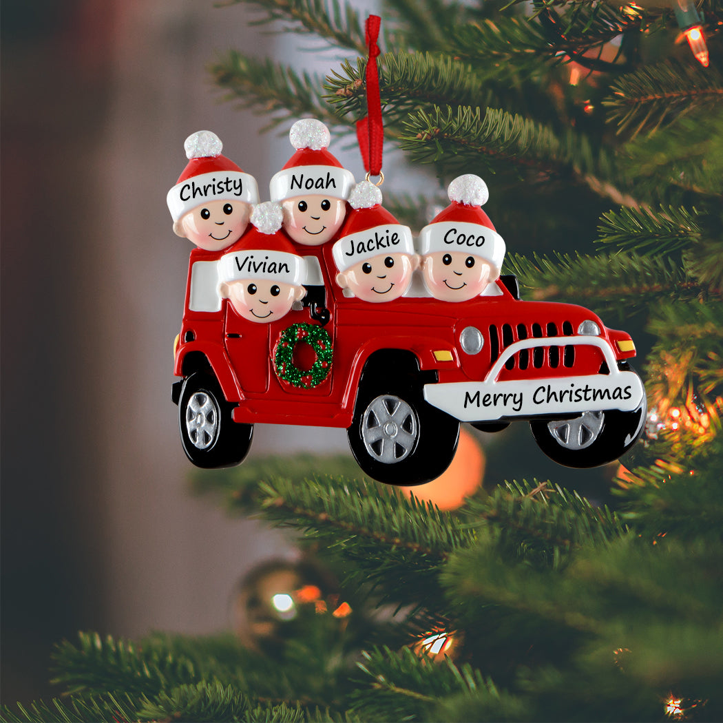 Personalized Family of 5 Road Trip Christmas Ornament
