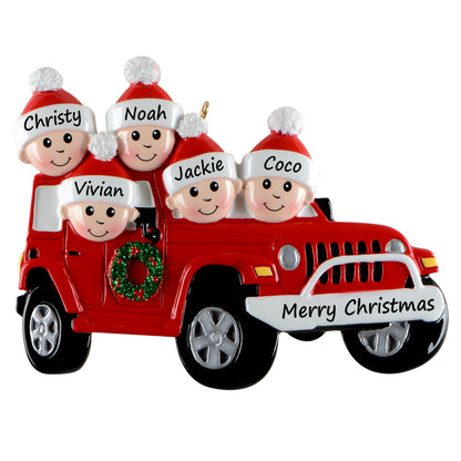 Personalized Family of 5 Road Trip Christmas Ornament