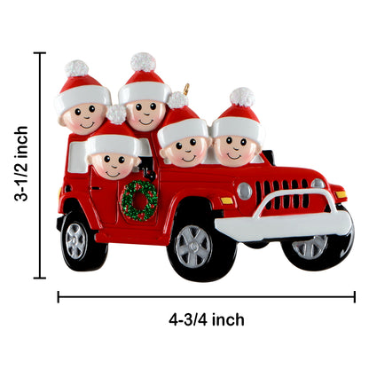 Personalized Family of 5 Road Trip Christmas Ornament