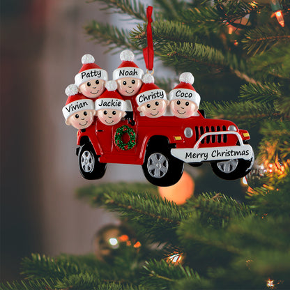 Personalized Family of 6 Road Trip Christmas Ornament