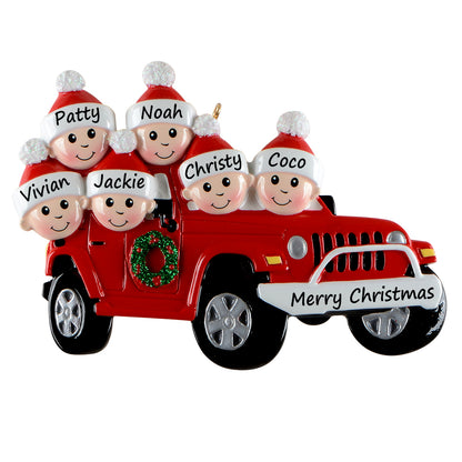 Personalized Family of 6 Road Trip Christmas Ornament