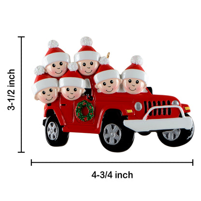 Personalized Family of 6 Road Trip Christmas Ornament