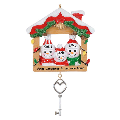 First Christmas in Our New Home Family of 3 Personalized Christmas Ornament