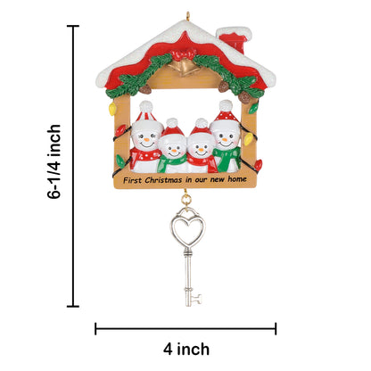First Christmas in Our New Home Family of 4 Personalized Christmas Ornament