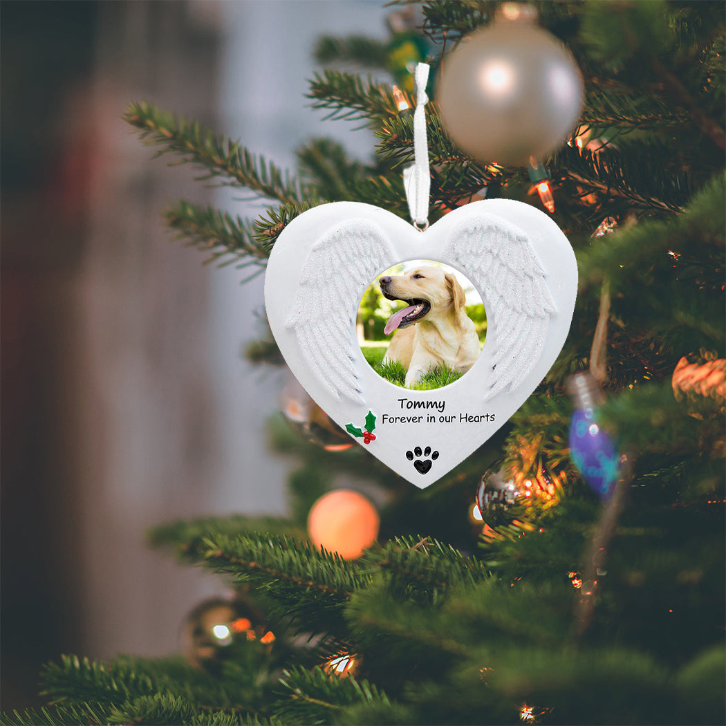 Personalized Forever in Our Hearts Memorial Photo Frame Ornament