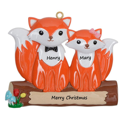 Personalized Fox Family of 2 Ornament