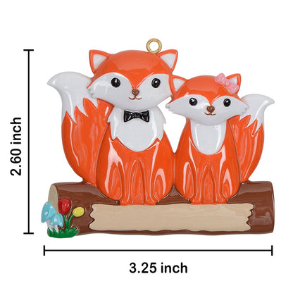 Personalized Fox Family of 2 Ornament