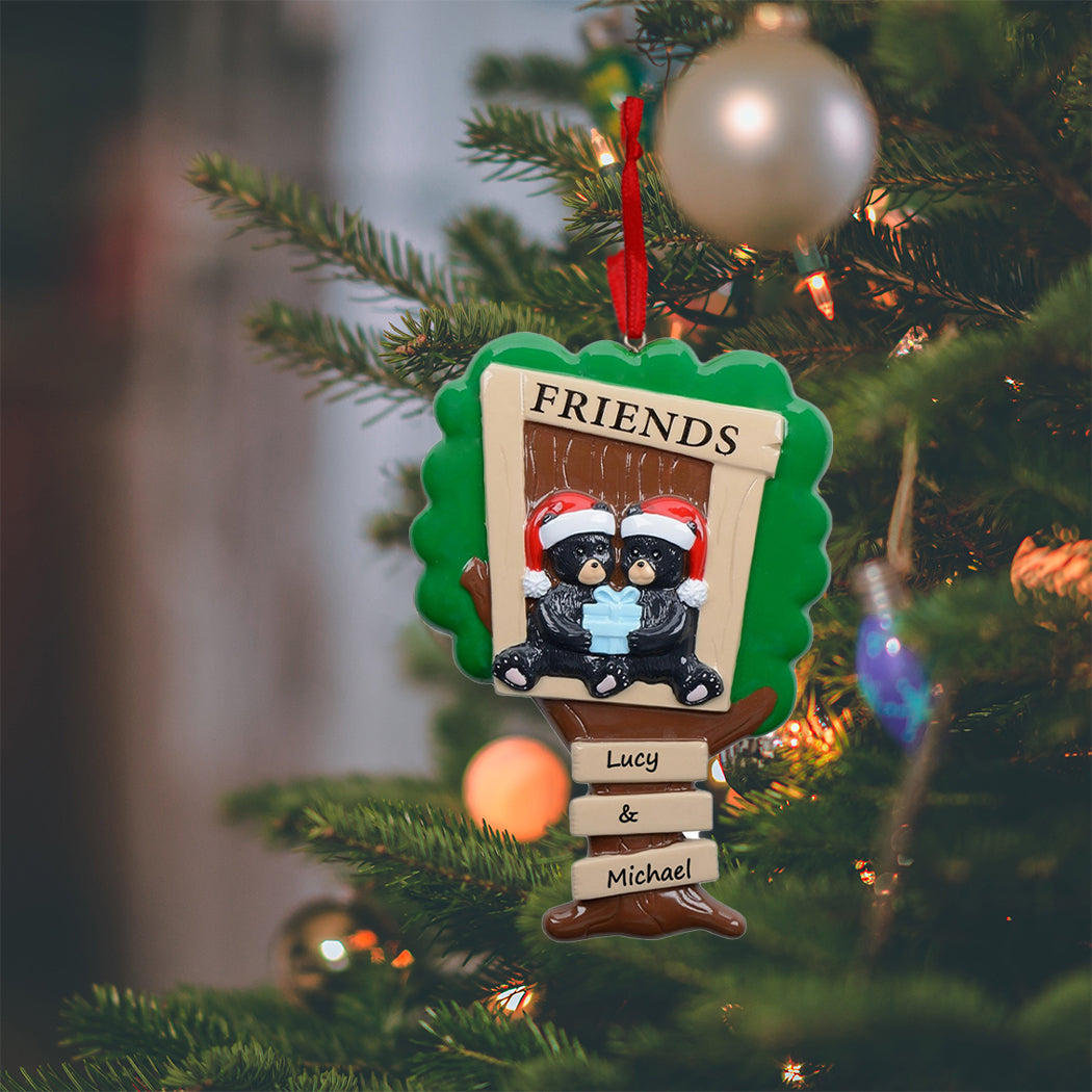 Personalized Friends of 2 Black Bear Ornament
