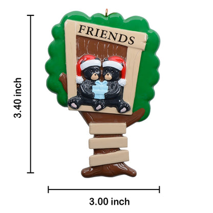 Personalized Friends of 2 Black Bear Ornament