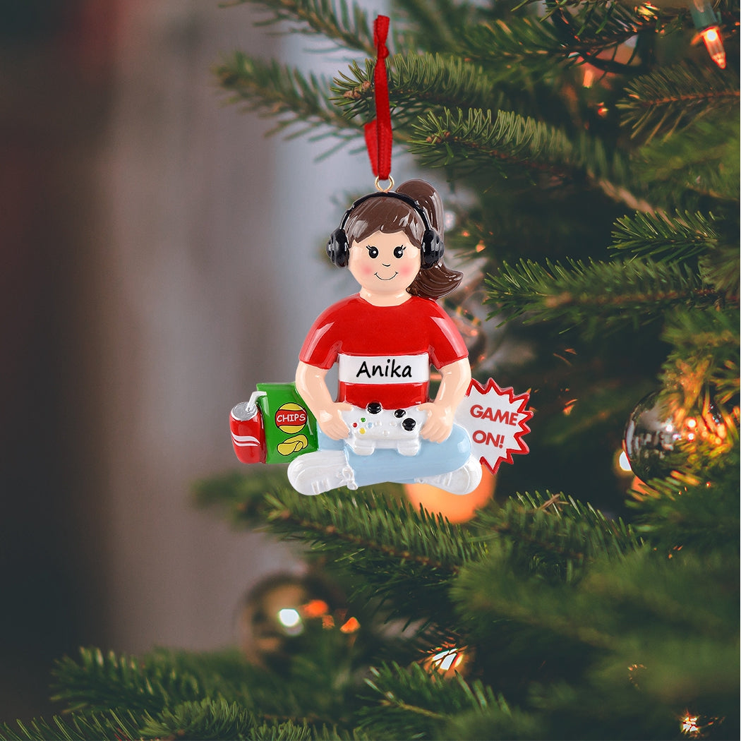 Personalized Gamer Girl Ornament