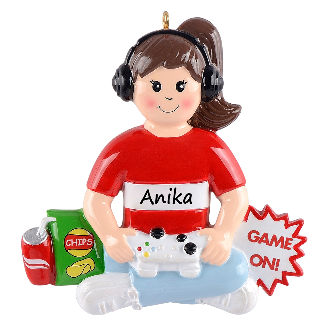 Personalized Gamer Girl Ornament