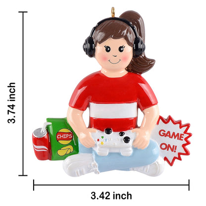 Personalized Gamer Girl Ornament