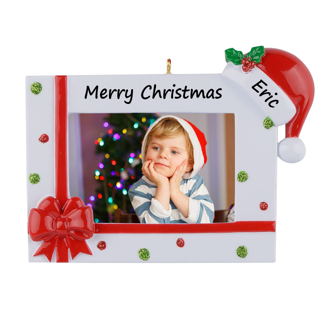 Personalized Gift Bow Photo Frame Ornament