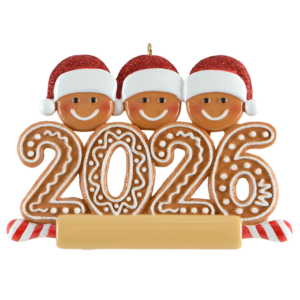 2026 Gingerbread Family of 3 Christmas Ornament