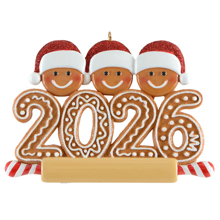 2026 Gingerbread Family of 3 Christmas Ornament