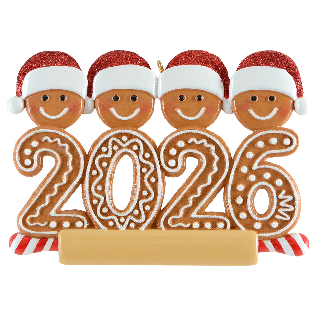 2026 Gingerbread Family of 4 Christmas Ornament