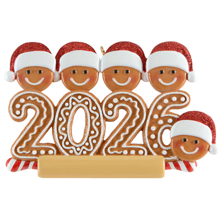 2026 Gingerbread Family of 5 Christmas Ornament