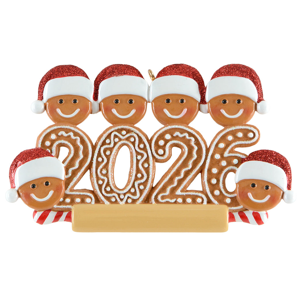 2026 Gingerbread Family of 6 Christmas Ornament