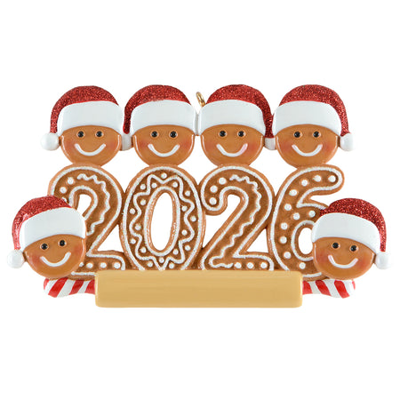 2026 Gingerbread Family of 6 Christmas Ornament