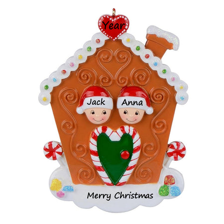 Personalized Gingerbread House Family of 2 Christmas Ornament