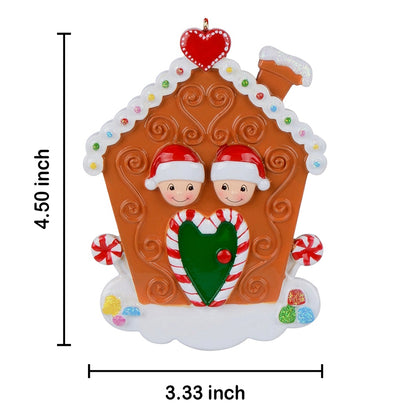Personalized Gingerbread House Family of 2 Christmas Ornament