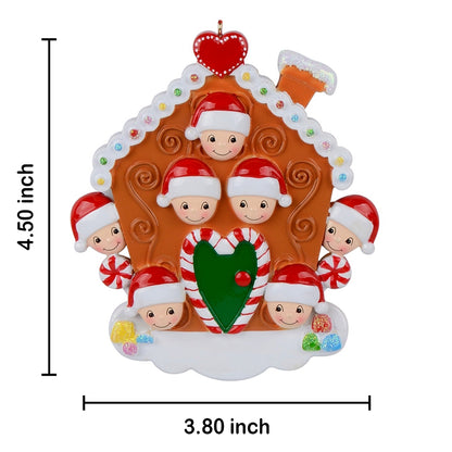 Personalized Gingerbread House Family of 7 Christmas Ornament