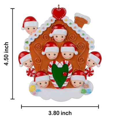 Personalized Gingerbread House Family of 8 Christmas Ornament